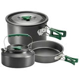 Outsunny Camping Cookware Set for 2–3 People with Pot, Pan & Kettle – Ultralight Aluminium Cooking Kit, Grey