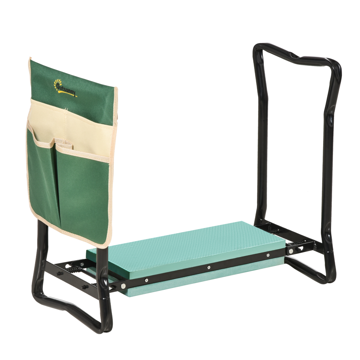 Outsunny Steel Frame Garden Kneeler and Seat with Tool Pouch & Foam Pad – Foldable, Green