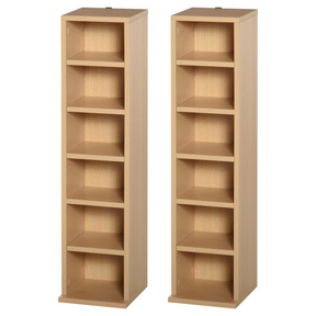 Set of 2 wood colour CD media tower racks