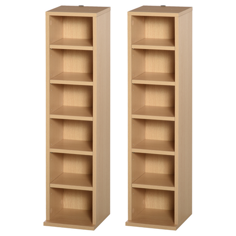 Set of 2 wood colour CD media tower racks