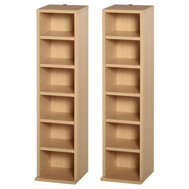 Set of 2 wood colour CD media tower racks