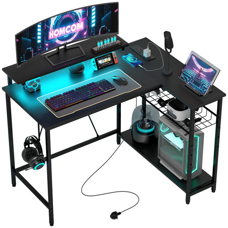 HOMCOM L-shaped LED gaming desk