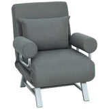 HOMCOM 3-in-1 Single Sofa Bed with Adjustable Backrest and Removable Armrests – Folding Chair Bed, Dark Grey