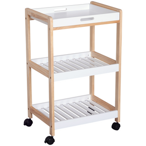3-tier bamboo kitchen serving trolley