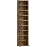 HOMCOM Narrow CD Storage Tower for 260 CDs or 120 DVDs with Adjustable Shelves – Rustic Brown