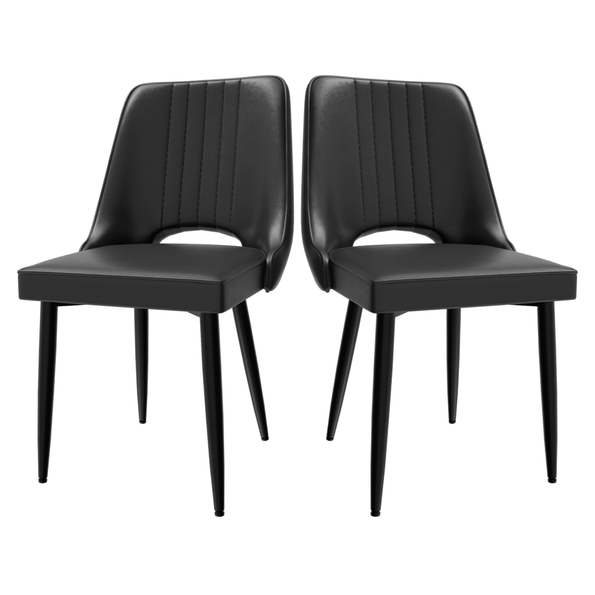 Faux leather dining chair with cut-out back