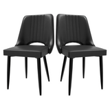 Faux leather dining chair with cut-out back