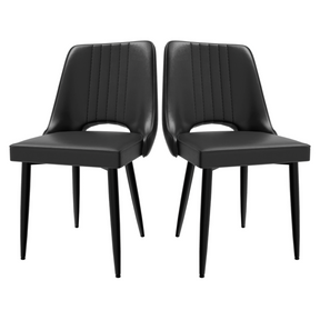 Faux leather dining chair with cut-out back