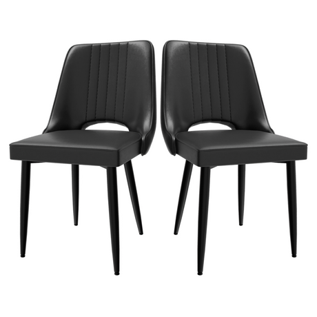 Faux leather dining chair with cut-out back