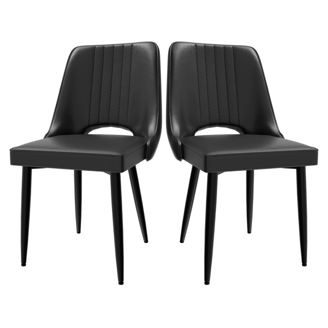 Faux leather dining chair with cut-out back
