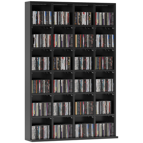 HOMCOM black DVD and CD storage rack