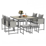 Outsunny 8-Seater Square Garden Dining Set with Cushions, 4 Armchairs & 4 Footstools – 9-Piece Patio Set