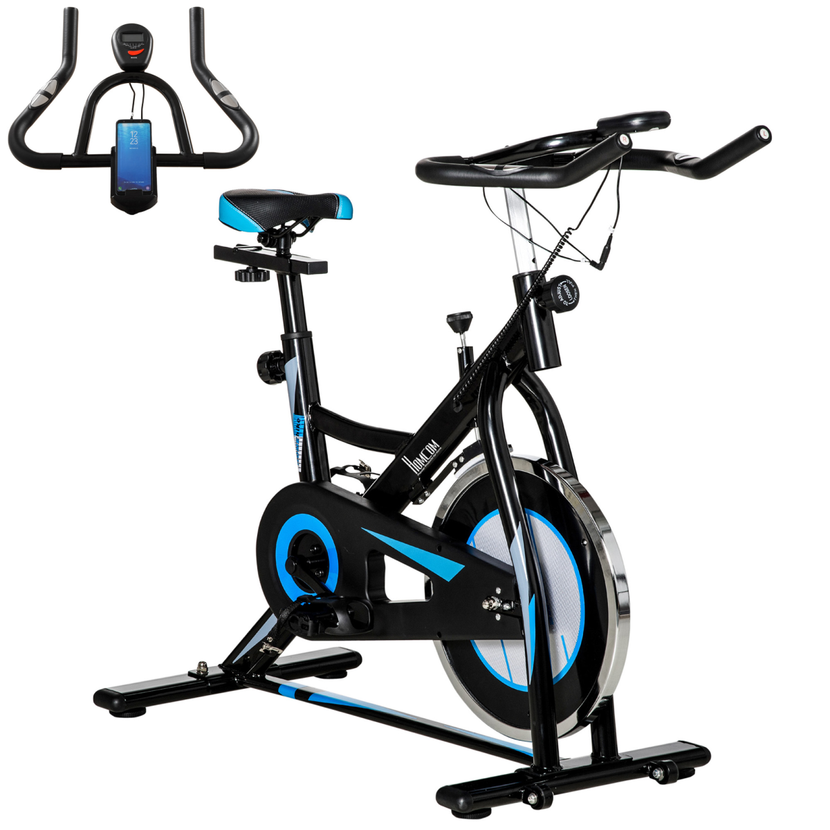 HOMCOM Indoor Cycling Exercise Bike with 8kg Flywheel, LCD Monitor & Adjustable Seat – Stationary Cardio Bike