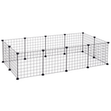 Pawhut 12-Panel Metal Wire Pet Playpen with Non-Slip Connectors – DIY Small Animal Fence, Black