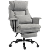 HOMCOM Heavy Duty Office Chair, 180kg Capacity, Linen-Look with Lumbar Support, Spring Cushion, Footrest, Grey