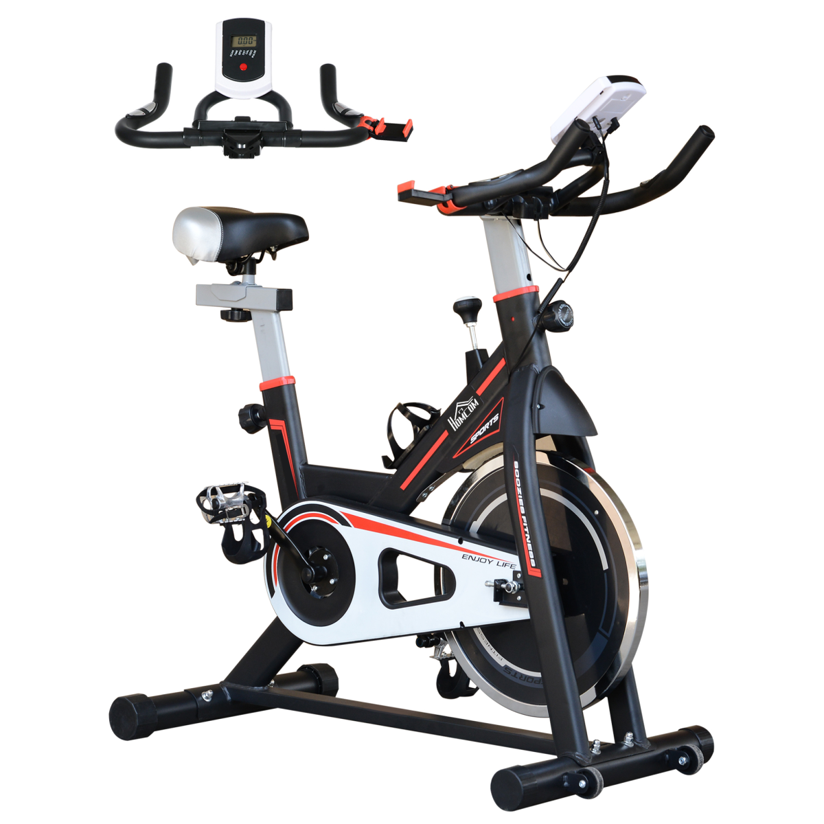 HOMCOM Exercise Bike with 8kg Flywheel, Adjustable Resistance & LCD Monitor – Quiet Home Cardio Trainer