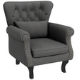 HOMCOM dark grey wingback armchair with nailhead trim