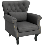 HOMCOM dark grey wingback armchair with nailhead trim