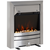 HOMCOM 2KW LED Flame Electric Fireplace with Pebble Burning Effect – Freestanding, Stainless Steel