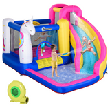 Outsunny 5 in 1 Bouncy Castle with Slide, Pool, Trampoline, Climbing Wall & Blower – Kids Ages 3-8