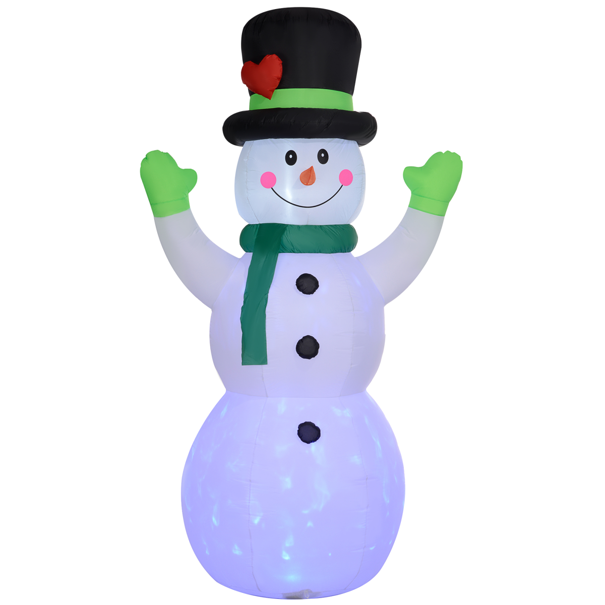 Outsunny 10ft Christmas Inflatable Snowman with Black Hat & Green Scarf – Outdoor Garden Decoration, White