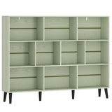 HOMCOM 10-Cube Bookcase with Solid Pine Legs & Anti-Tip Kit – 140 cm Nordic Bookshelf, Light Green