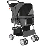 PawHut Foldable Dog Pram with Reflective Strips and 360° Swivel Wheels – Pet Stroller, Dark Grey