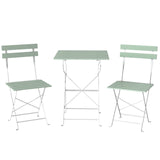Outsunny 3-Piece Folding Bistro Set, 2 Chairs & Table – Metal and Acacia Wood Patio Furniture, White/Green