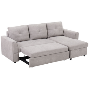 HOMCOM grey L-shaped sofa bed with storage