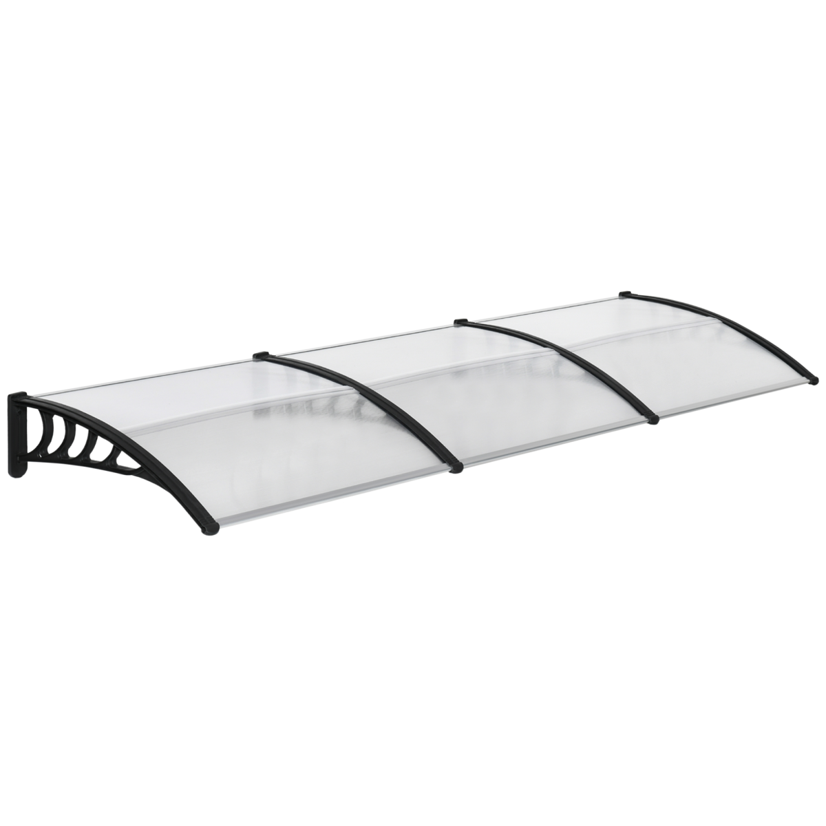 Outsunny Front Door Canopy, 300 x 100cm Curved Polycarbonate Awning – Outdoor Rain Shelter, Clear
