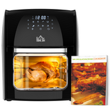 HOMCOM 12L Air Fryer Oven with 8 Presets, 1800W – Rotisserie & Dehydrator, Rapid Air Circulation, Black