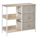 Chest Dresser with 3 Removable Fabric Drawers & Shelves – Metal Frame Storage Cabinet Organiser, Beige
