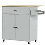 HOMCOM Rolling Kitchen Island with Drop Leaf, Drawer, Spice Rack and Towel Rack – Kitchen Storage Trolley, Grey