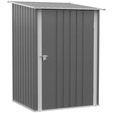 Outsunny 3.3 x 3.4ft Lean-To Steel Garden Shed with Lockable Door – Galvanised Tool Storage, Grey