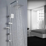Modern Twin Head Shower Kit with Square Fixed Head, Riser Rail and Bath Mixer Tap – Chrome Complete Shower Unit