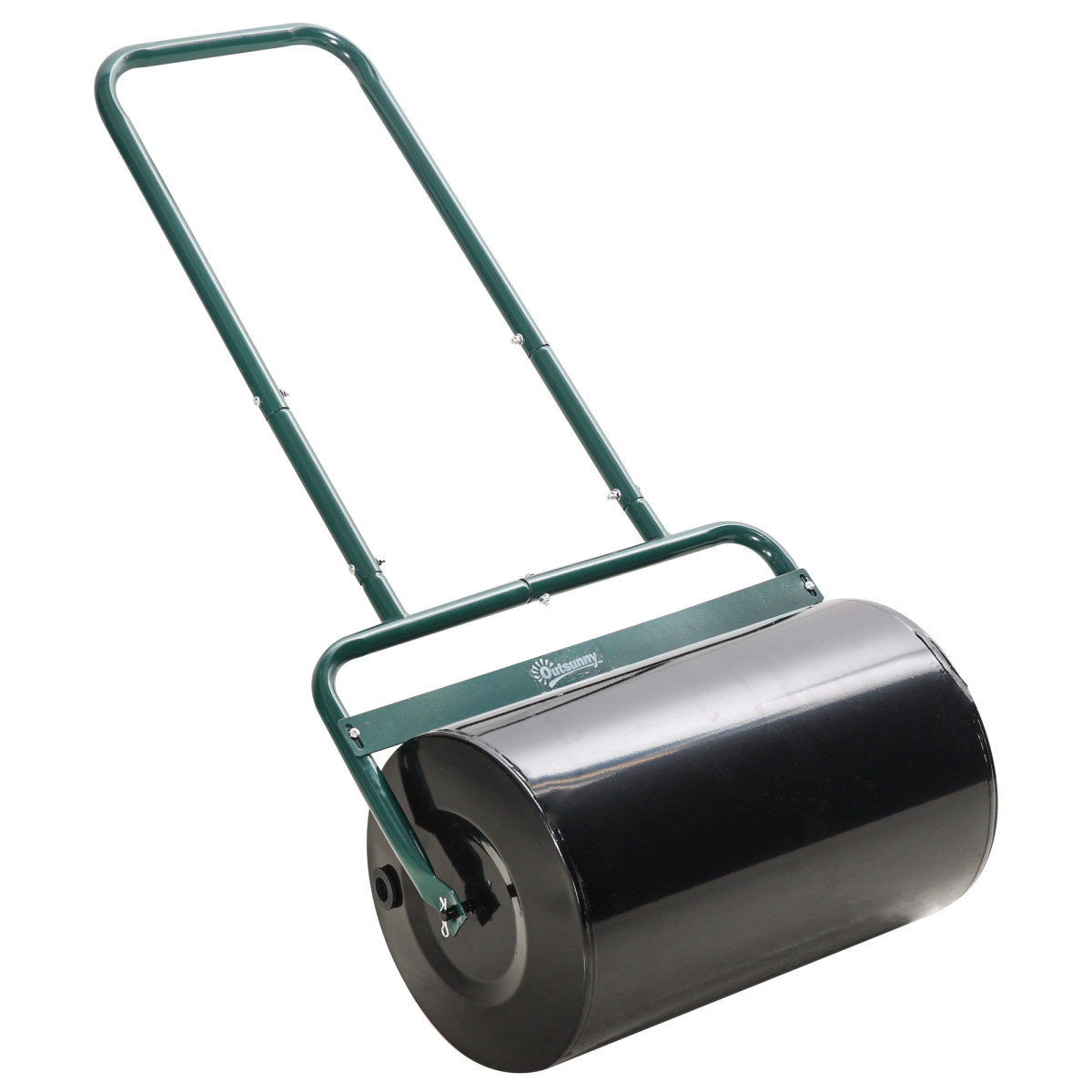 Outsunny 38L Garden Push Roller with U-Shaped Handle, Sand or Water Filled – Steel Lawn Roller, Dark Green