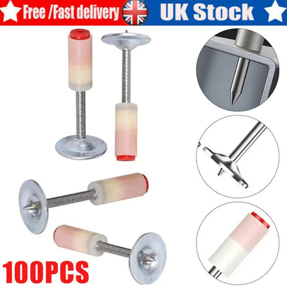 100 Pack Heavy Duty Steel Concrete Nails – Mini Round Wall Nails for Ceilings, Conduit, Pipes & DIY Fixing