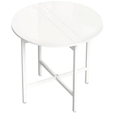 HOMCOM Round Drop Leaf Dining Table – 80cm Folding Kitchen Table for Small Spaces with Steel Frame, White