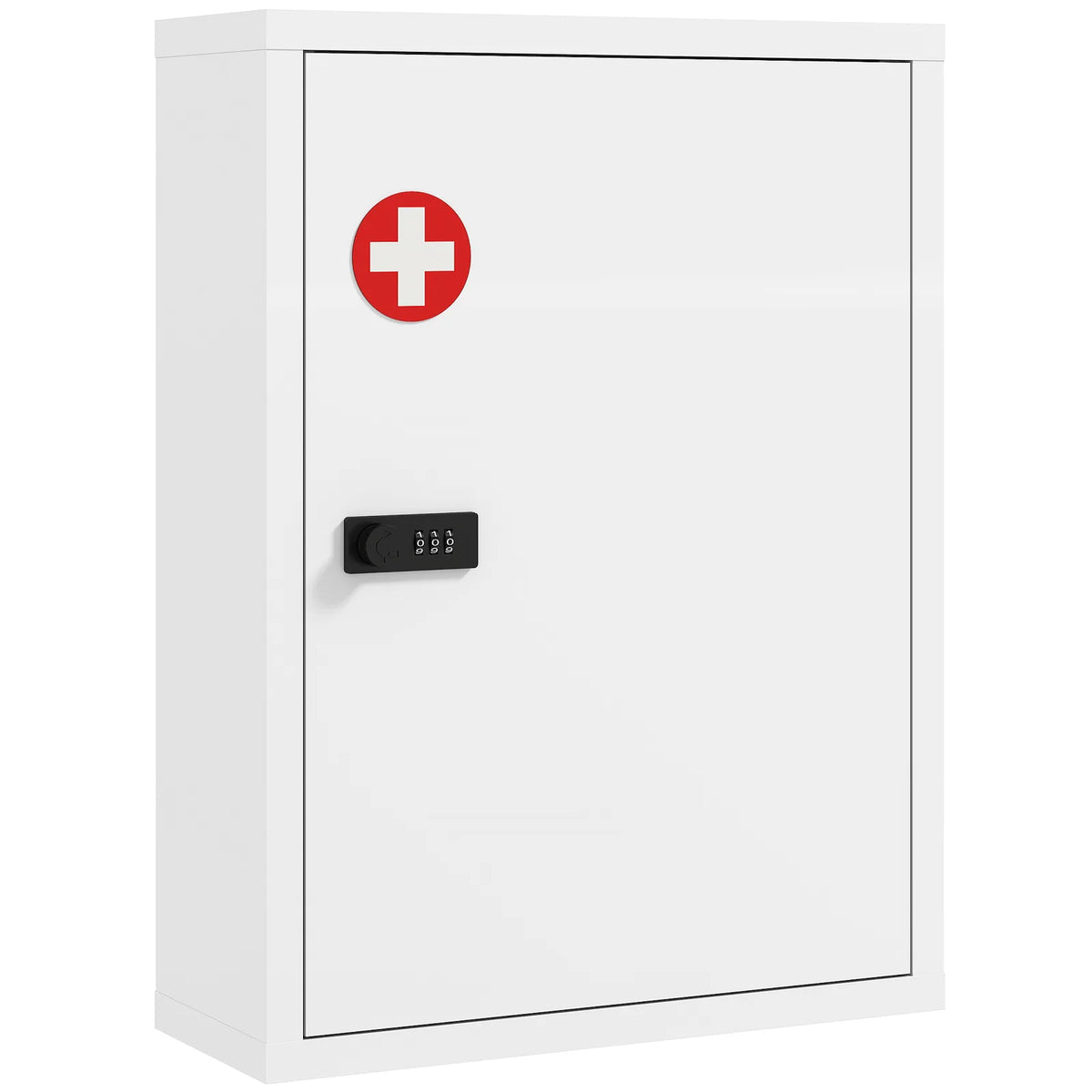 HOMCOM Wall Mount Medicine Cabinet with Combination Lock, Door and Storage Shelves – Bathroom Storage, White