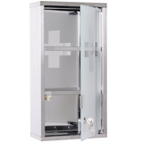 Wall-Mounted Stainless Steel Medicine Cabinet with 2 Shelves and Lockable Glass Door – Bathroom Storage