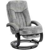 HOMCOM Swivel Recliner Chair with Footrest – Manual 135° Reclining Armchair, Velvet-Feel Upholstery, Grey