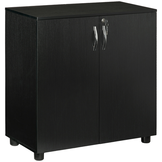Black locking office cabinet