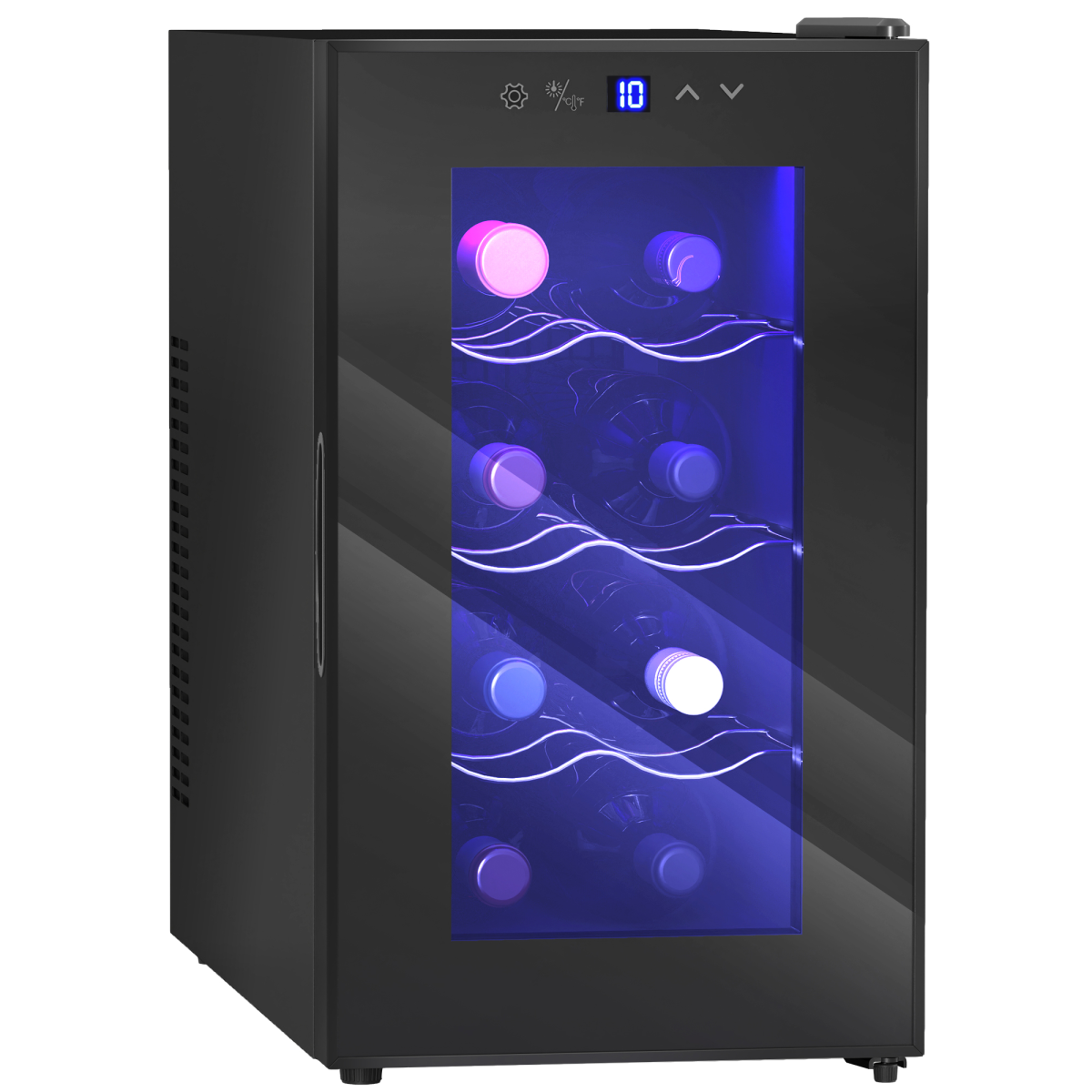 HOMCOM 8 Bottle 21L Freestanding Wine Cooler Fridge with 3 Adjustable Racks – Compact Drinks Cooler