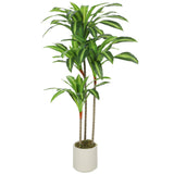 HOMCOM 120cm Artificial Dracaena Tree with Bendable Trunks and White Pot – Realistic Faux Plant, Green
