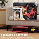 Foldable Elevated Dog Bed with Breathable Texteline Mesh & Steel Frame – Raised Pet Bed for Small to Medium Dogs, Red