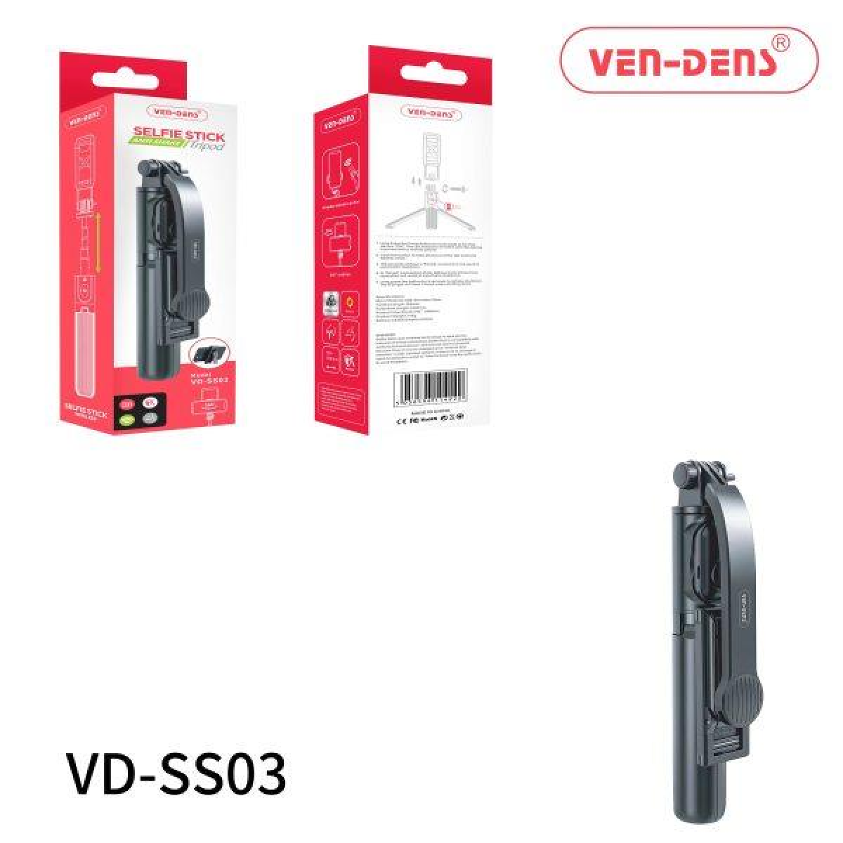 Ven-Dens Stylish Selfie Stick Tripod with Anti-Shake Design – Wireless Shutter, 360° Rotation, Aluminium Alloy