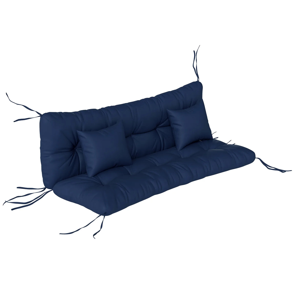 Outsunny 3 Seater Swing Seat and Back Cushion Set with 2 Pillows, Water Repellent, Dark Blue