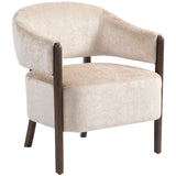 HOMCOM Chenille Accent Tub Chair with Wide Seat and Solid Wood Frame – Comfy Armchair, Beige