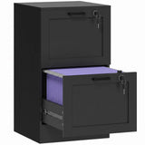 HOMCOM 2-Drawer Lockable Filing Cabinet with Adjustable Hanging Rails – Compact Home Office Storage, Black