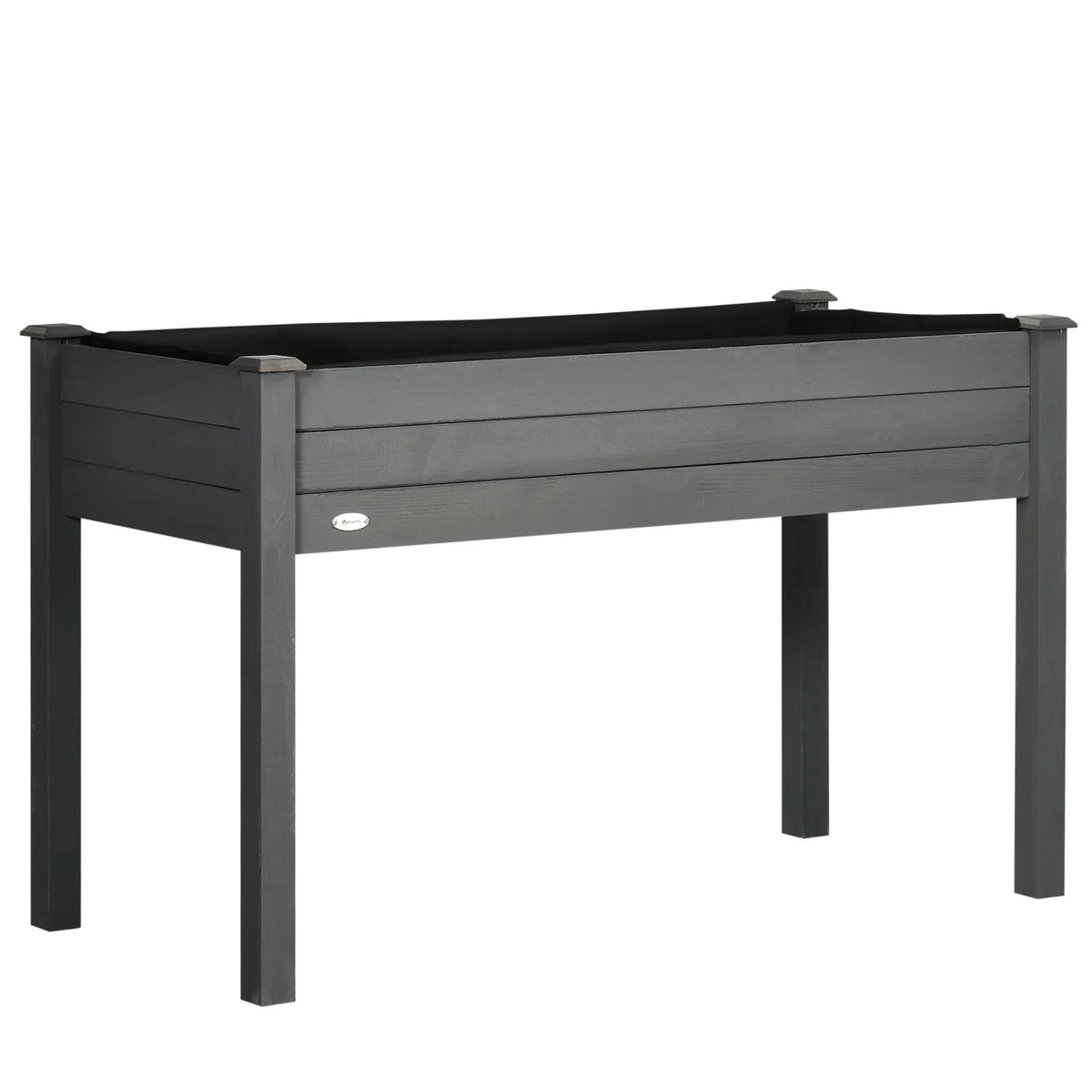 Outsunny Raised Garden Bed with Removable Liner, Fir Wood Elevated Planter Box – Flowers, Vegetables & Herbs, Dark Grey